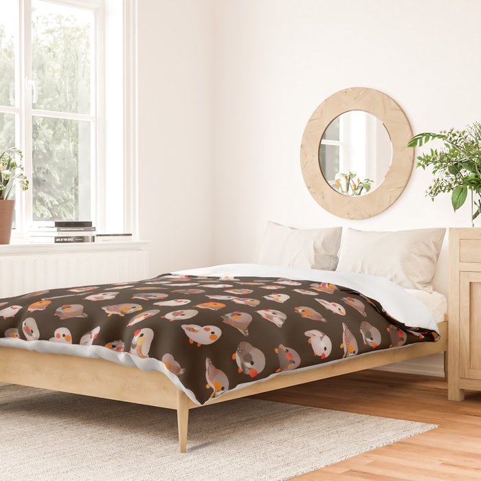Zebra finch - dark Duvet Cover Gallery Image 2