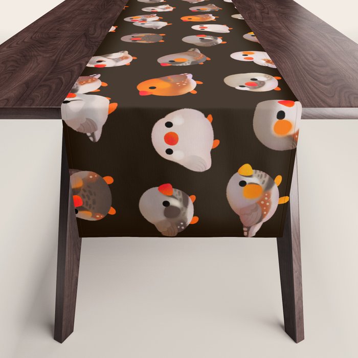 Zebra finch - dark Table Runner Gallery Image 1