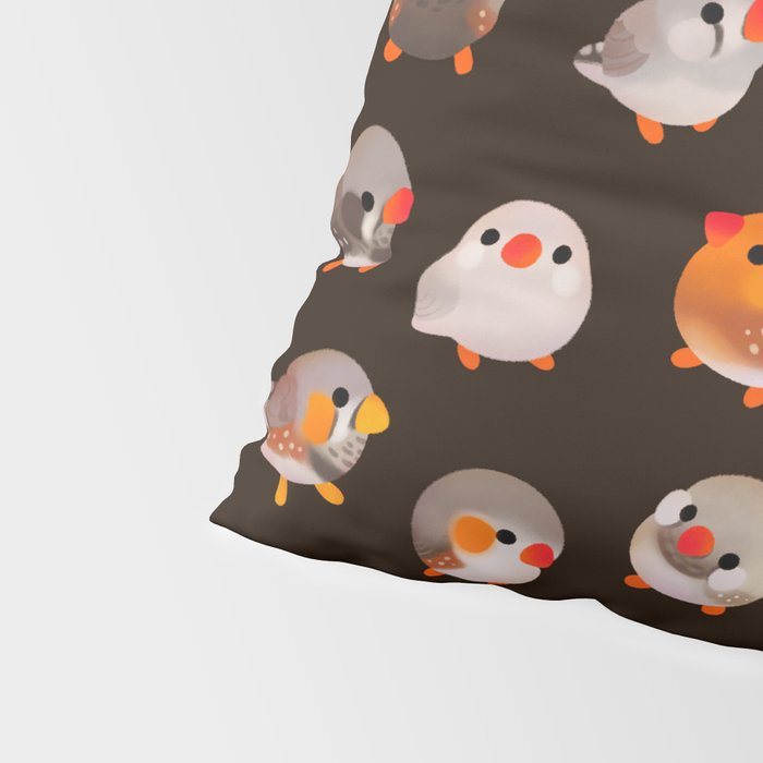 Zebra finch - dark Pillow Sham Gallery Image 4
