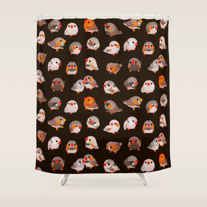 Zebra finch - dark Shower Curtain Gallery Image 1