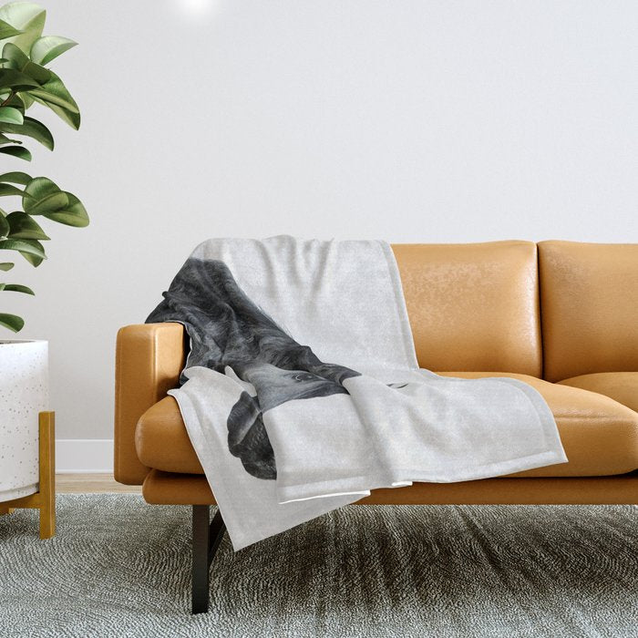 Black Beauty - Minimalist Black and White Photography Throw Blanket Gallery Image 1