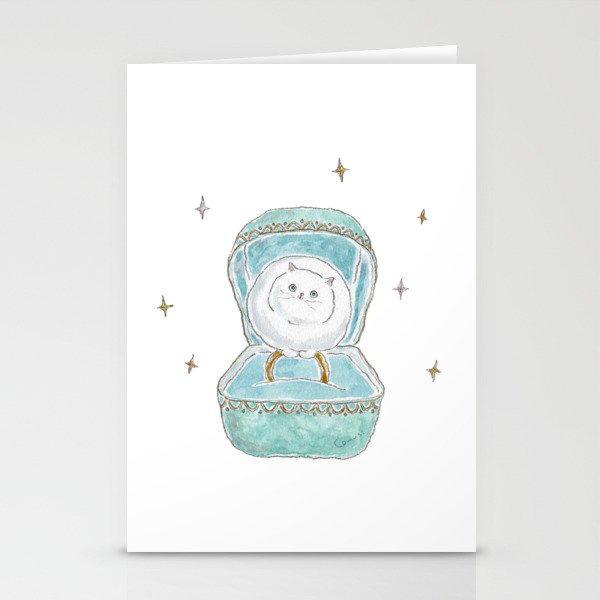 Pearl ring Cat Stationery Card Gallery Image 2