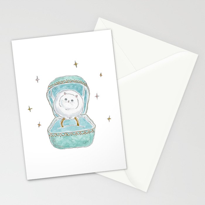 Pearl ring Cat Stationery Card Gallery Image 2