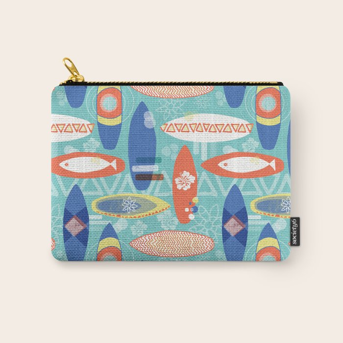 Vintage Surfboards Pattern Carry All Pouch Gallery Image 1