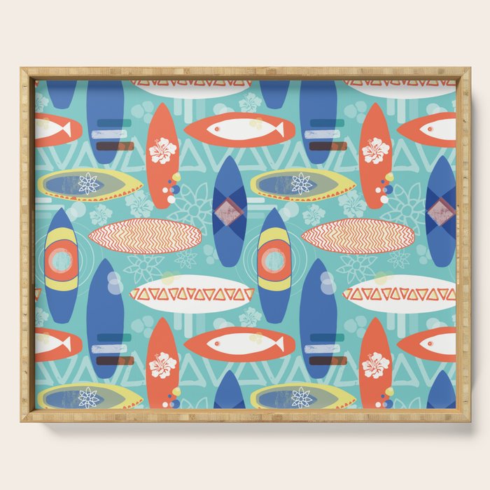 Vintage Surfboards Pattern Serving Tray Gallery Image 1