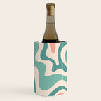 Retro Liquid Swirl Abstract Pattern Teal Blush Pink Mustard 5 Wine Chiller Gallery Image 1