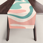 Retro Liquid Swirl Abstract Pattern Teal Blush Pink Mustard 5 Table Runner Gallery Image 1