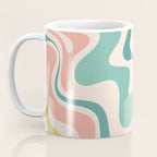 Retro Liquid Swirl Abstract Pattern Teal Blush Pink Mustard 5 Coffee Mug Gallery Image 3