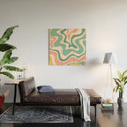 Retro Liquid Swirl Abstract Pattern Teal Blush Pink Mustard 5 Wood Wall Art Gallery Image 2