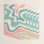 Retro Liquid Swirl Abstract Pattern Teal Blush Pink Mustard 5 Wrapping Paper Gallery Image 3