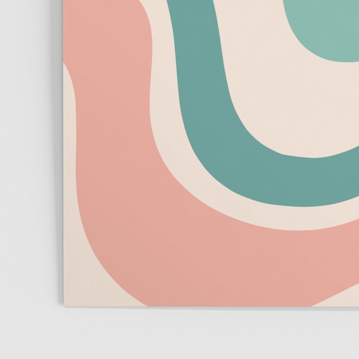 Retro Liquid Swirl Abstract Pattern Teal Blush Pink Mustard 5 Poster Gallery Image 3