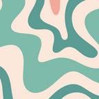 Retro Liquid Swirl Abstract Pattern Teal Blush Pink Mustard 5 Coffee Mug Gallery Image 2
