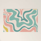 Retro Liquid Swirl Abstract Pattern Teal Blush Pink Mustard 5 Welcome Mat Gallery Image 1