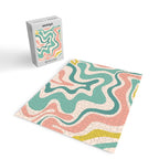 Retro Liquid Swirl Abstract Pattern Teal Blush Pink Mustard 5 Jigsaw Puzzle Gallery Image 2