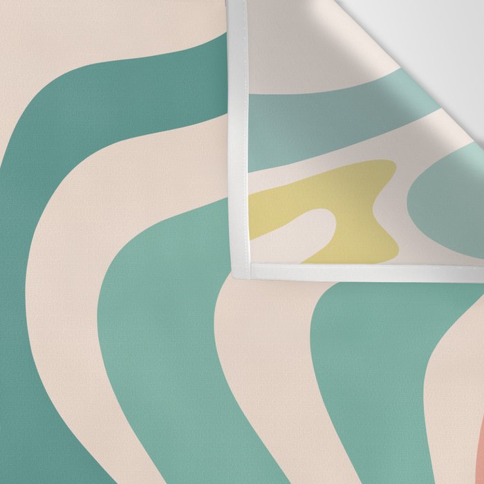 Retro Liquid Swirl Abstract Pattern Teal Blush Pink Mustard 5 Wall Tapestry Gallery Image 3