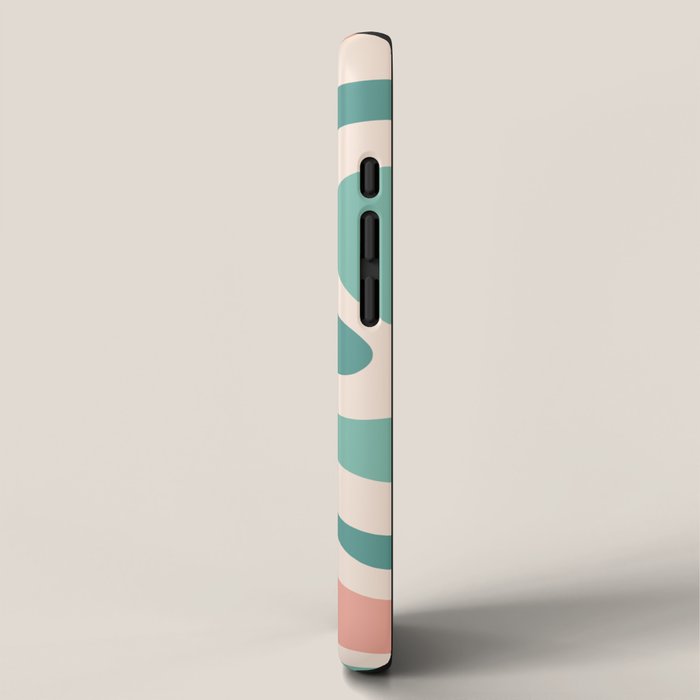 Retro Liquid Swirl Abstract Pattern Teal Blush Pink Mustard 5 iPhone Case Gallery Image 2