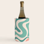 Retro Liquid Swirl Abstract Pattern Teal Blush Pink Mustard 5 Wine Chiller Gallery Image 3