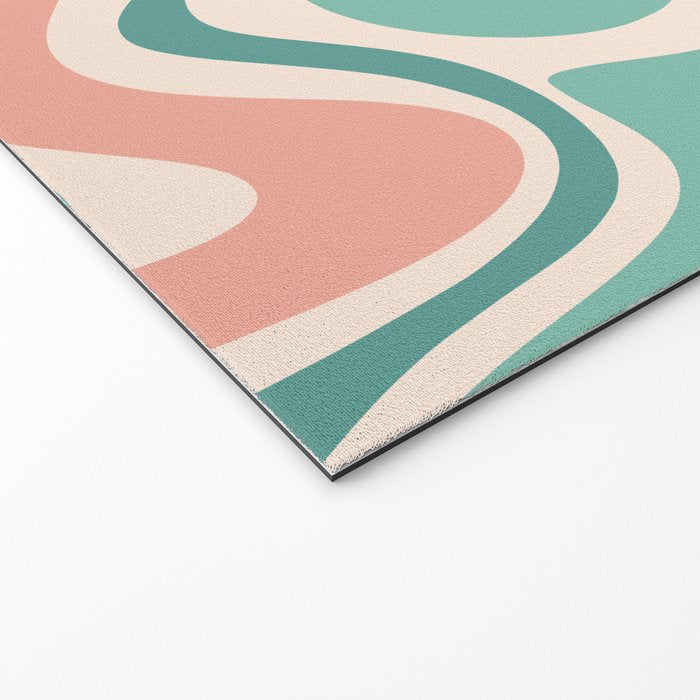Retro Liquid Swirl Abstract Pattern Teal Blush Pink Mustard 5 Welcome Mat Gallery Image 2