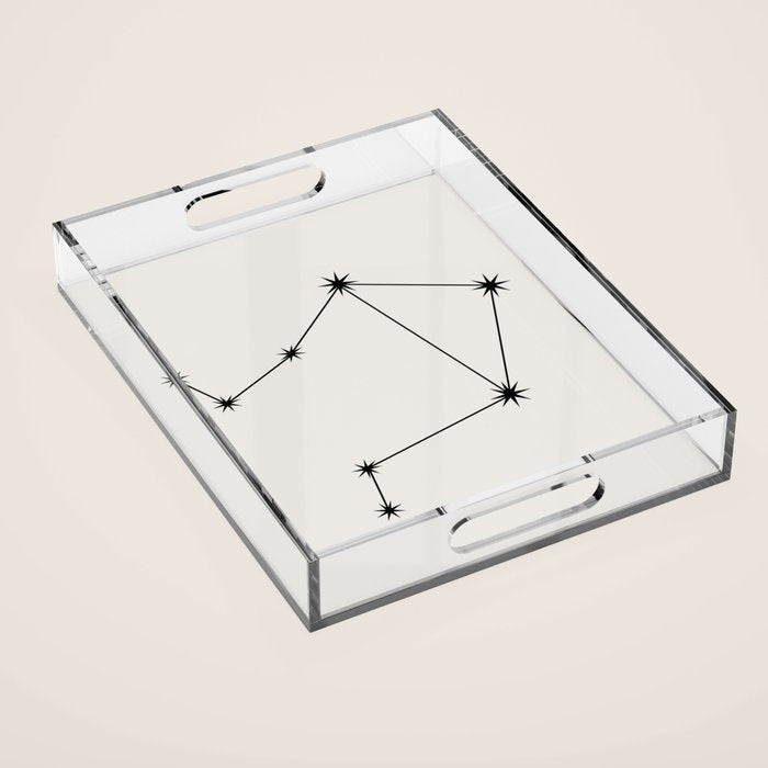 Libra Zodiac Star Constellation Line Art White Acrylic Tray Gallery Image 1