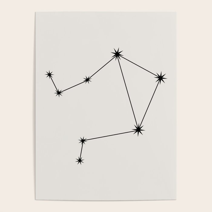 Libra Zodiac Star Constellation Line Art White Poster Gallery Image 4