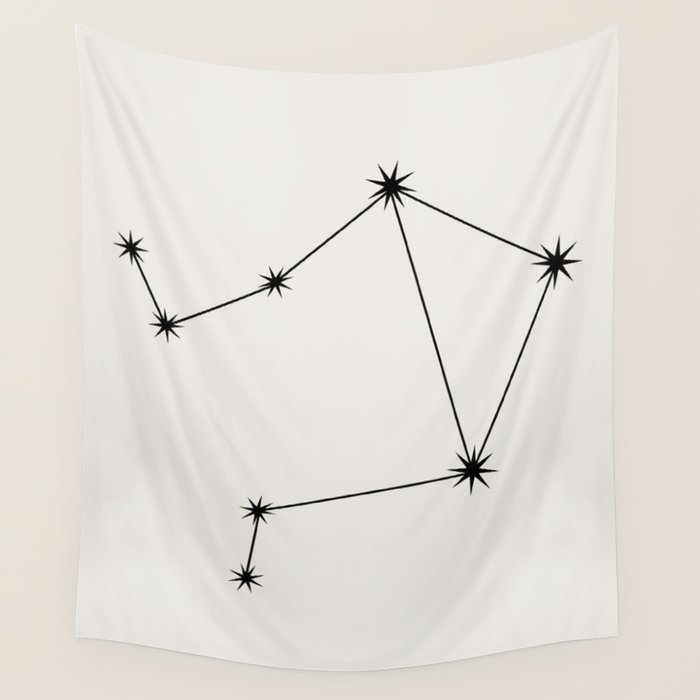 Libra Zodiac Star Constellation Line Art White Wall Tapestry Gallery Image 1