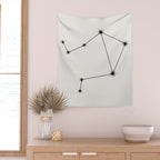 Libra Zodiac Star Constellation Line Art White Wall Tapestry Gallery Image 2