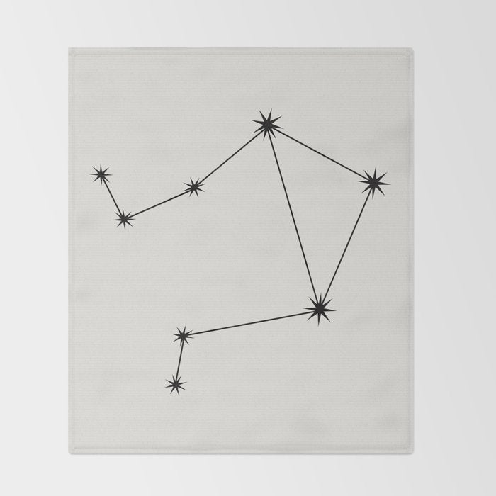 Libra Zodiac Star Constellation Line Art White Throw Blanket Gallery Image 2