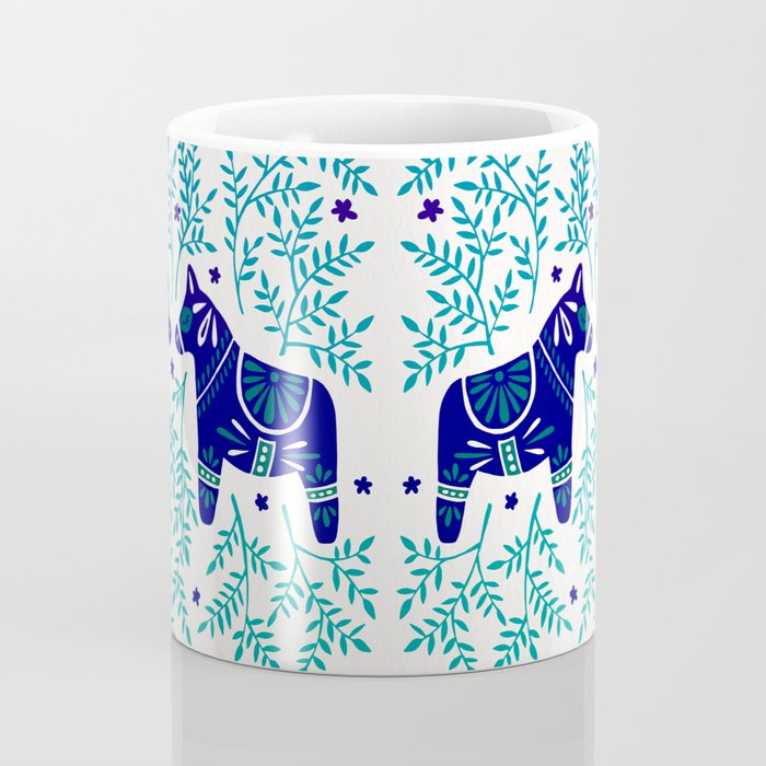 Swedish Dala Horses - Navy & Blue Palette Coffee Mug Gallery Image 4