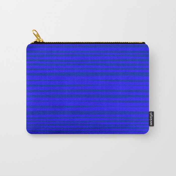 Natural Stripes Modern Minimalist Pattern in Double Electric Blue Carry All Pouch Gallery Image 1