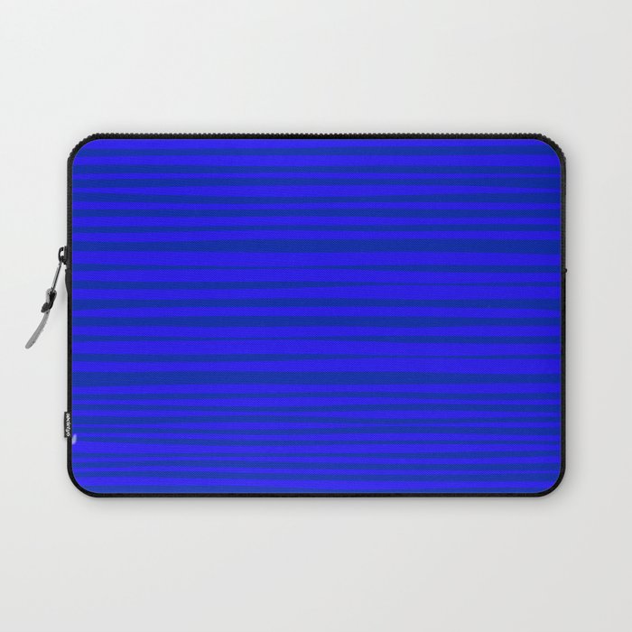 Natural Stripes Modern Minimalist Pattern in Double Electric Blue Laptop Sleeve Gallery Image 1