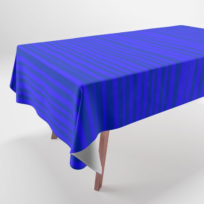 Natural Stripes Modern Minimalist Pattern in Double Electric Blue Tablecloth Gallery Image 1