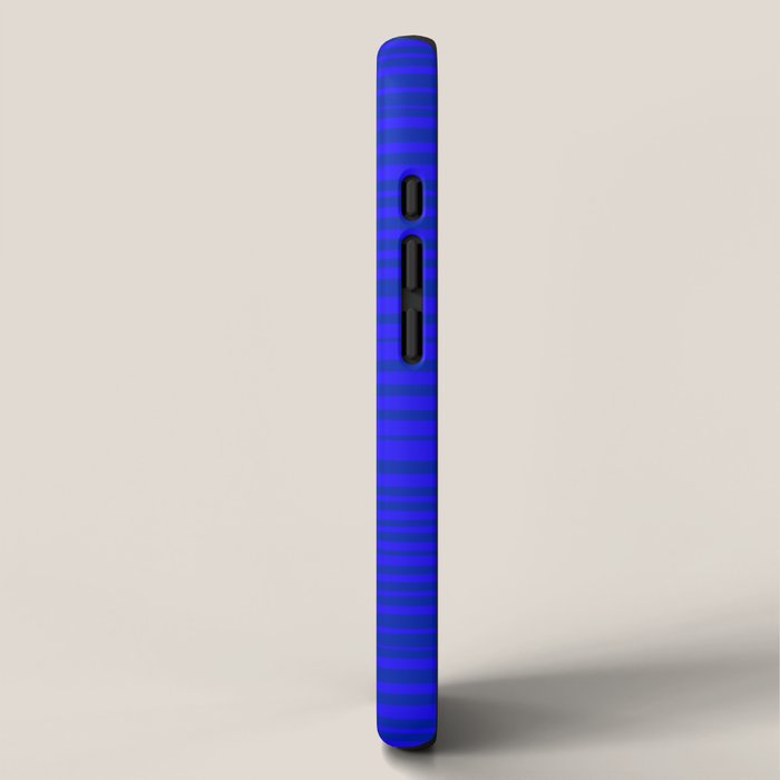 Natural Stripes Modern Minimalist Pattern in Double Electric Blue iPhone Case Gallery Image 2
