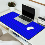 Natural Stripes Modern Minimalist Pattern in Double Electric Blue Desk Mat Gallery Image 2