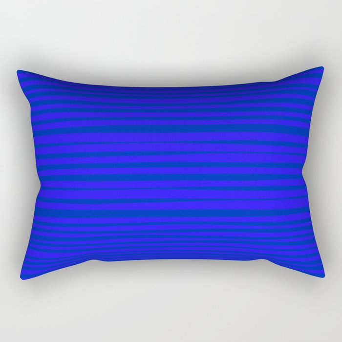 Natural Stripes Modern Minimalist Pattern in Double Electric Blue Rectangular Pillow Gallery Image 1