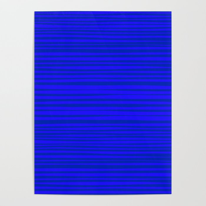 Natural Stripes Modern Minimalist Pattern in Double Electric Blue Poster Gallery Image 4