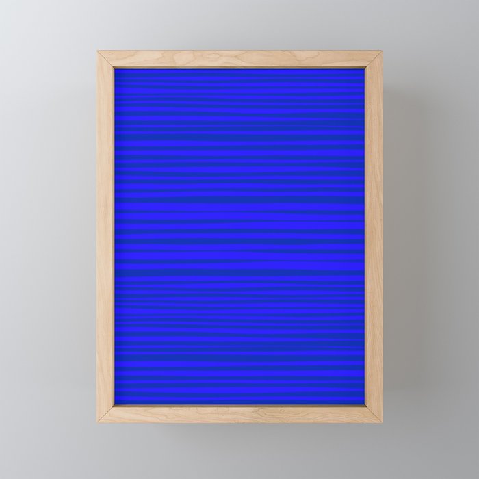 Natural Stripes Modern Minimalist Pattern in Double Electric Blue Mini Art Print Gallery Image 1
