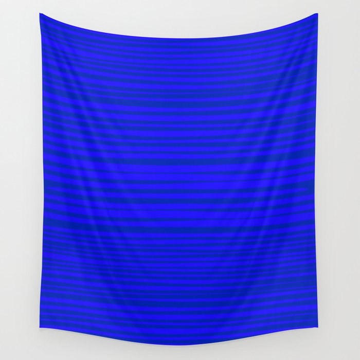 Natural Stripes Modern Minimalist Pattern in Double Electric Blue Wall Tapestry Gallery Image 4