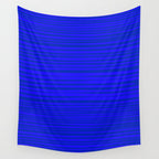 Natural Stripes Modern Minimalist Pattern in Double Electric Blue Wall Tapestry Gallery Image 4