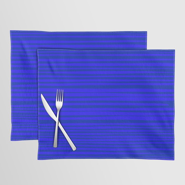Natural Stripes Modern Minimalist Pattern in Double Electric Blue Placemat Gallery Image 1