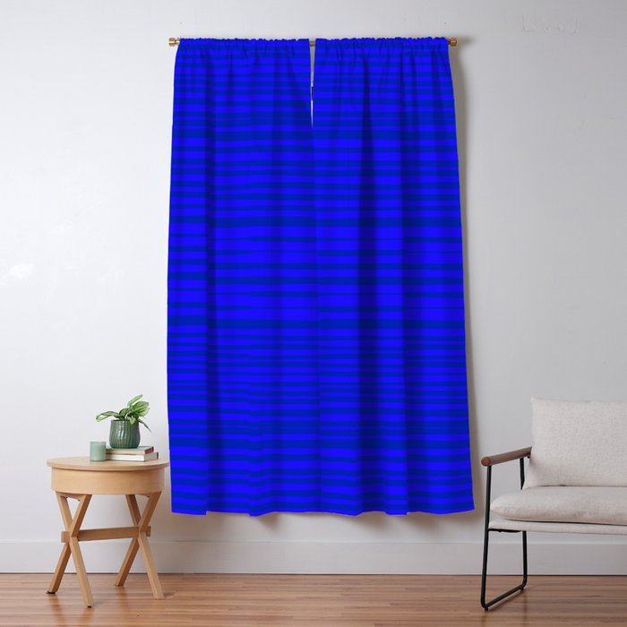 Natural Stripes Modern Minimalist Pattern in Double Electric Blue Window Curtain Gallery Image 1