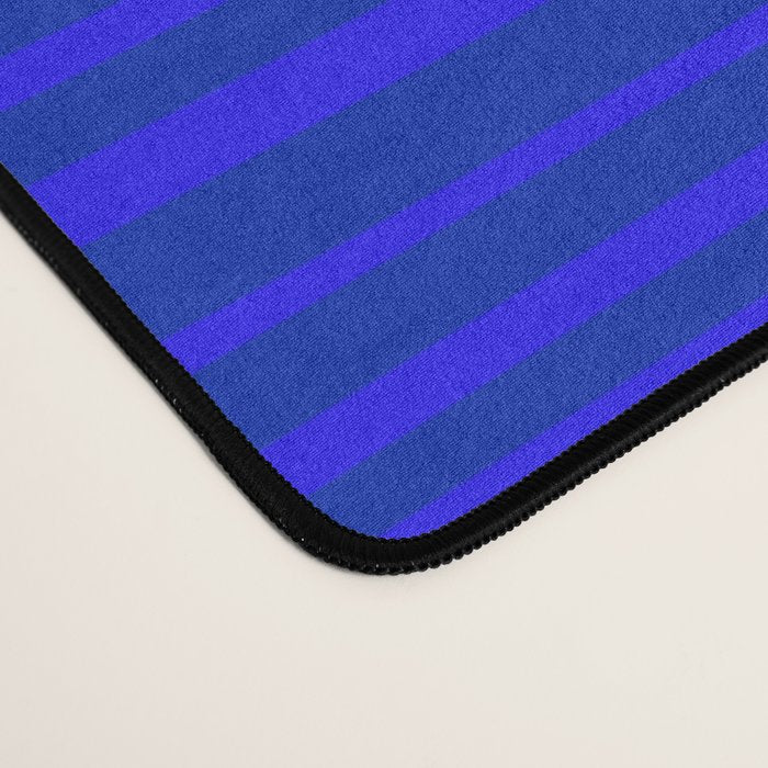 Natural Stripes Modern Minimalist Pattern in Double Electric Blue Desk Mat Gallery Image 4