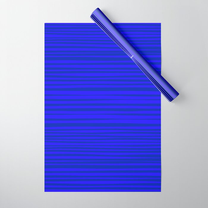 Natural Stripes Modern Minimalist Pattern in Double Electric Blue Wrapping Paper Gallery Image 1