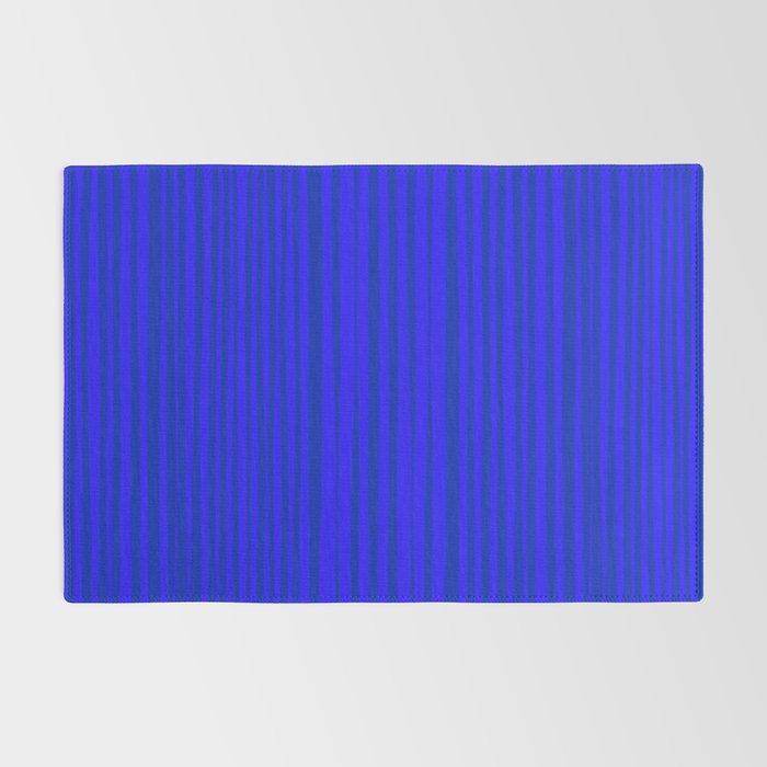 Natural Stripes Modern Minimalist Pattern in Double Electric Blue Rug Gallery Image 2