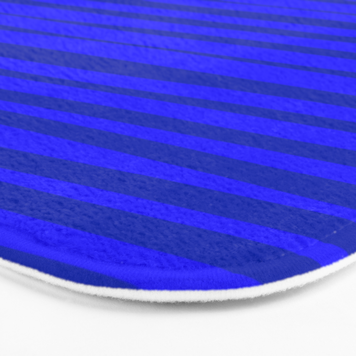 Natural Stripes Modern Minimalist Pattern in Double Electric Blue Bath Mat Gallery Image 3