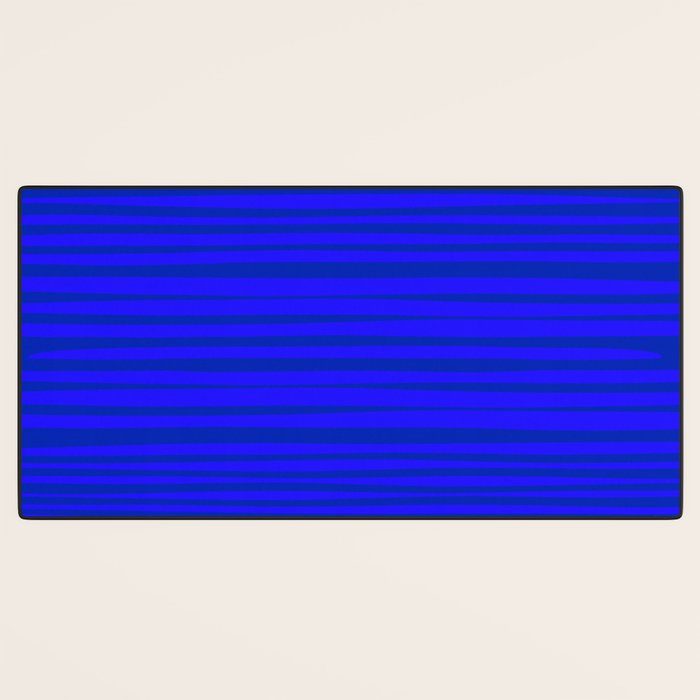 Natural Stripes Modern Minimalist Pattern in Double Electric Blue Desk Mat Gallery Image 3