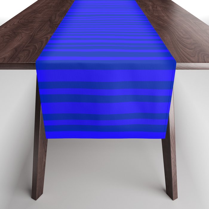 Natural Stripes Modern Minimalist Pattern in Double Electric Blue Table Runner Gallery Image 1