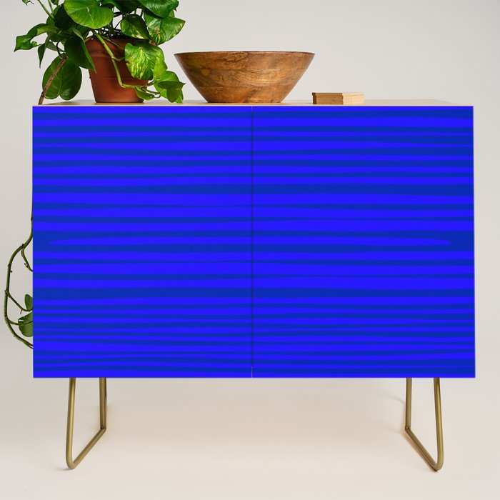 Natural Stripes Modern Minimalist Pattern in Double Electric Blue Credenza Gallery Image 1