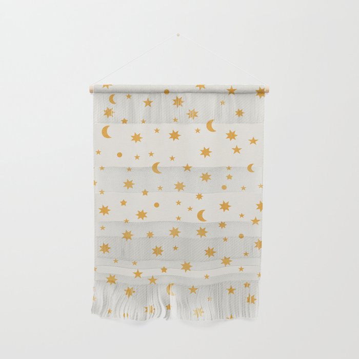 Moon Stars Pattern - Gold Wall Hanging Gallery Image 1