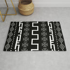 Abstract Black and White African Mud Cloth Design Rug Gallery Image 1