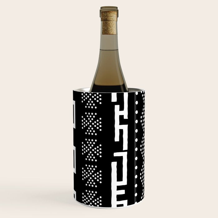 Abstract Black and White African Mud Cloth Design Wine Chiller Gallery Image 3